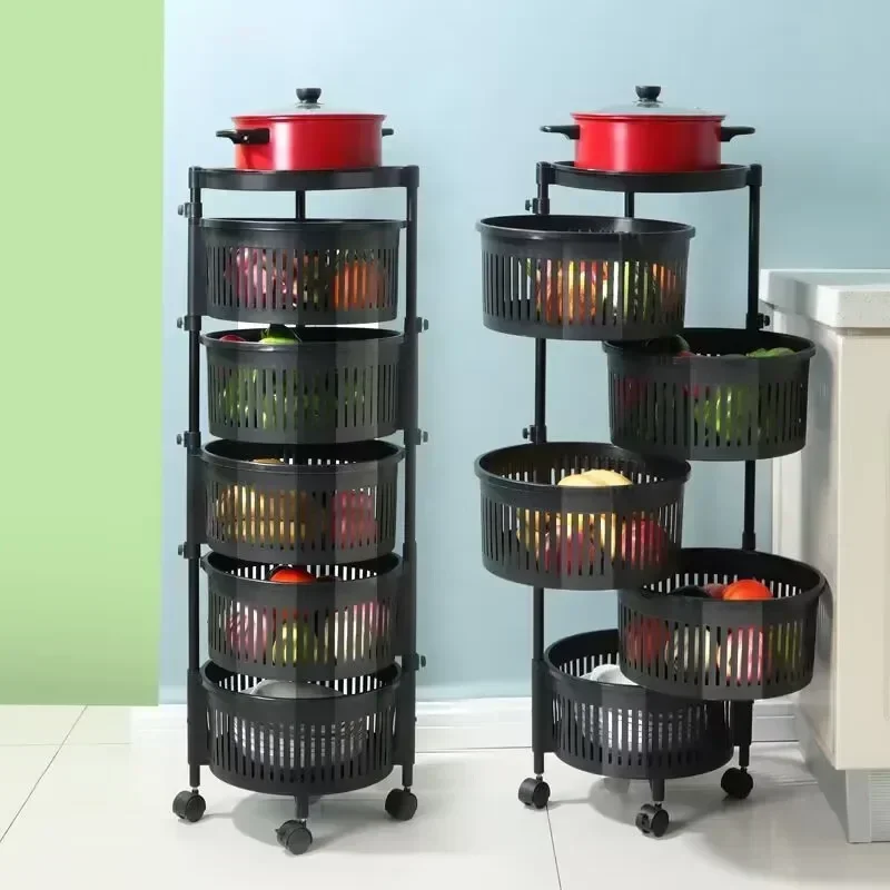 Kitchen Rotating Rack Floor-to-ceiling Household Multi-functional Vegetable and Fruit Corner Rack Multi-layer Vegetable Basket