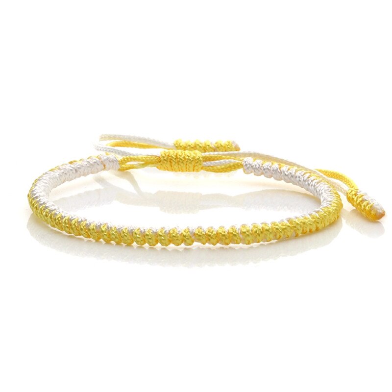 Original Multi couleur Bracelet tibétain bouddhiste chanceux à la main noeuds corde réglable Bracelets porte-bonheur & Bracelet pour femmes hommes bijoux: white-light yellow