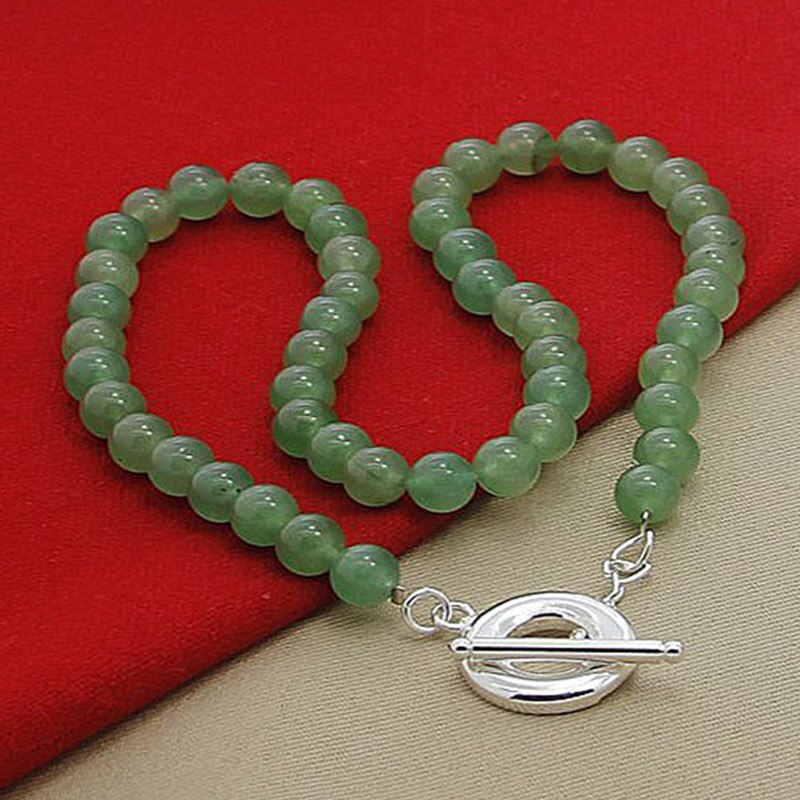 Vrouwen 925 Zilveren Kettingen Vier Kleur Parel Kettingen Vrouwelijke Bruiloft Sieraden: Green