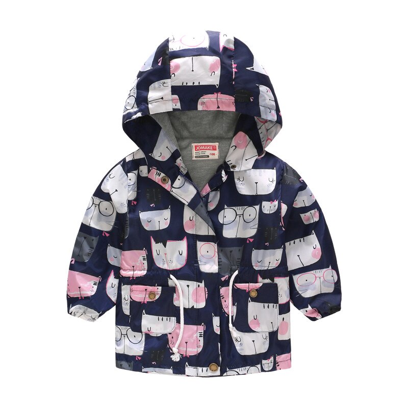 Baby Girls Jacket Winter Jacket For Girls Coat Kids Warm Hooded cat print Outerwear Boys Jacket Coat Children ClothesL30830: NY / 130