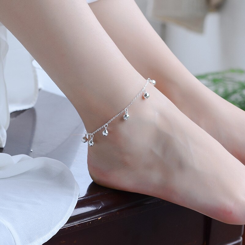 Leuke Bells Vrouwen Zilver 925 Enkelbanden Sieraden Trendy Zilveren Armbanden Voor Girl Party Accessoires Lady Wedding Ketting Bijou: anklet