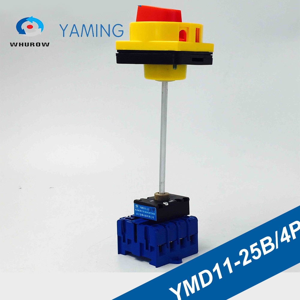 Isolator switch YMD11-32B 4P 690V with padlock aluminum pole 32A Load break power cut off operation outside electrical cabinet