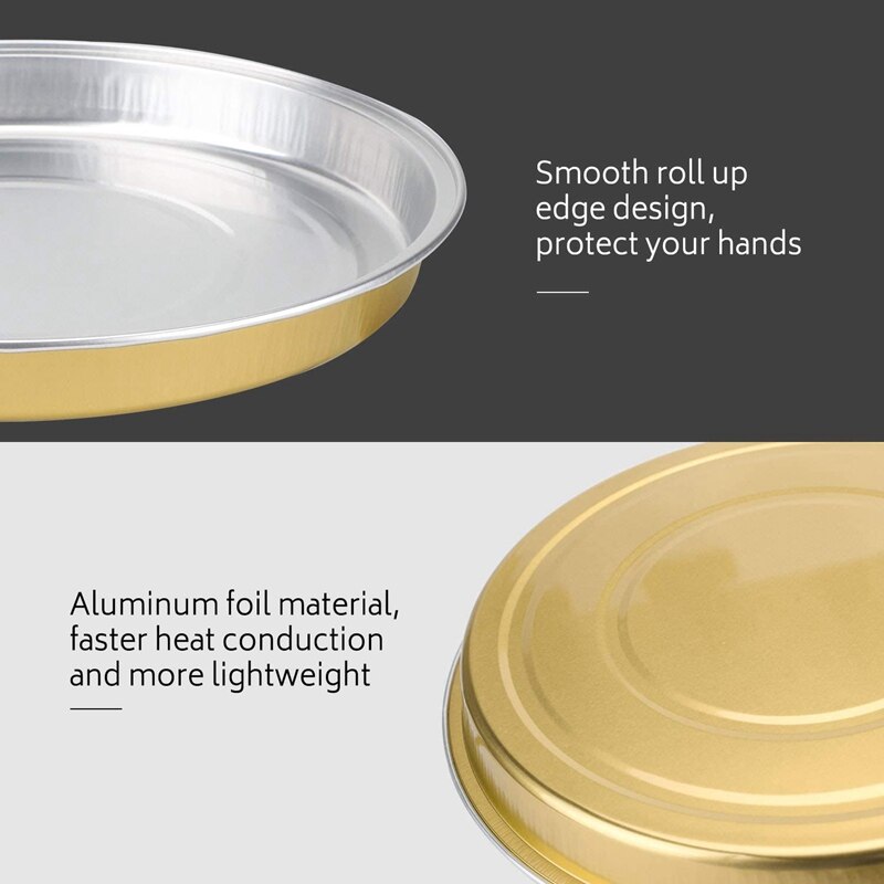 Round Foil Pan With Lids, 6 Inch 25 Pack Aluminum Foil Pizza Pan Disposable Baking Pan Tin Tart Pans Baking Foil Pans