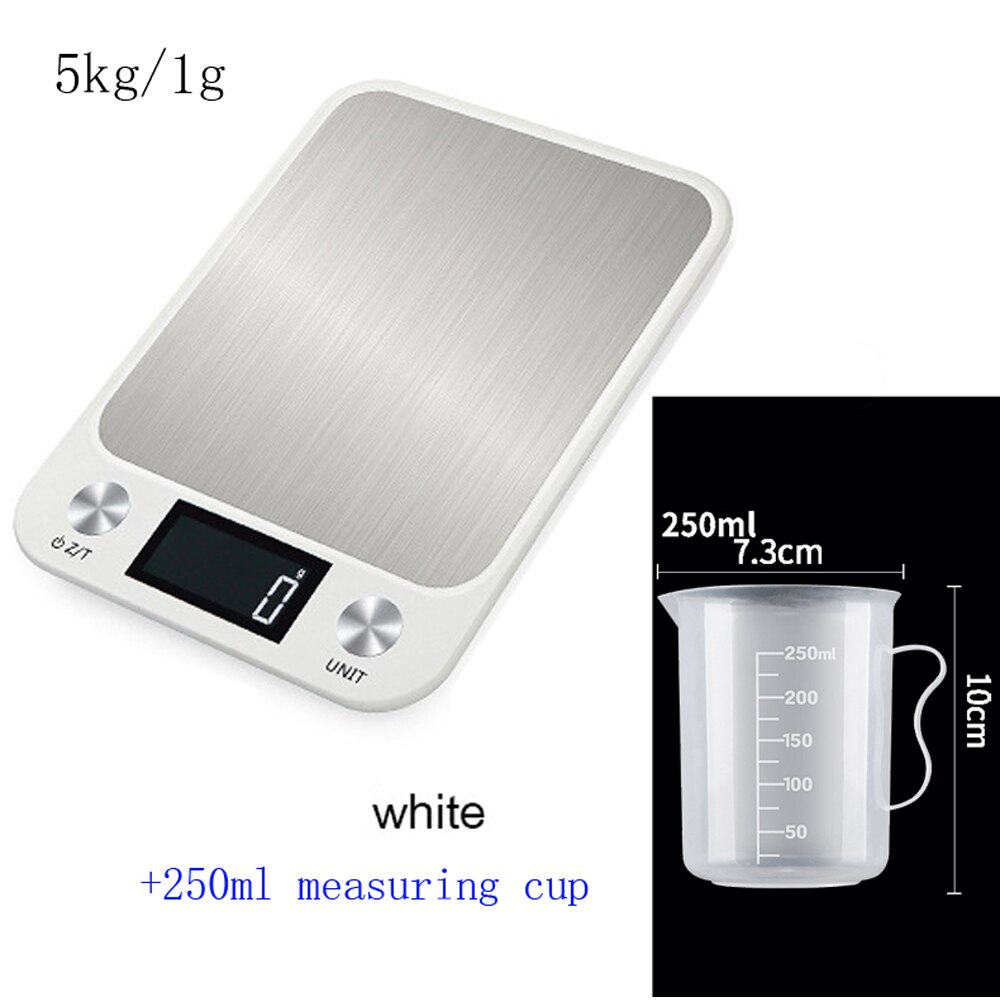 0.1g Precision Electron Kitchen Scales Stainless Steel Weighing For Food Diet Postal Balance Measuring LCD Precision Electronic: 5kg 250ML W