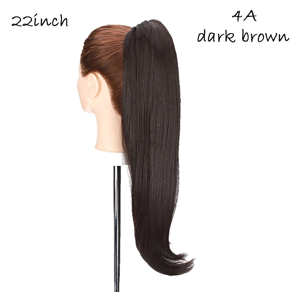 HAIRRO-extensiones de cabello sintético para mujer, extensión de cola de caballo con Clip, 22 pulgadas: dark brown