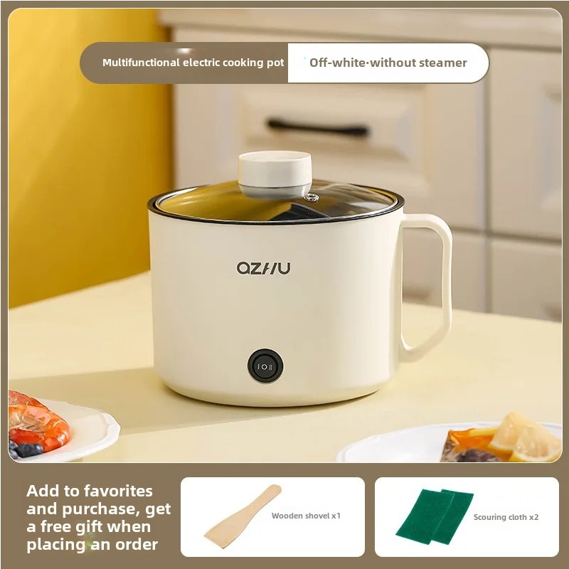 Multifunktionaler Mini-Elektroherd für Höhle Heimgebrauch, Edelstahl, Studentenwohnheim, Schlafzimmer, Kochtopf, kleiner Fritteuse-Topf: Weiß