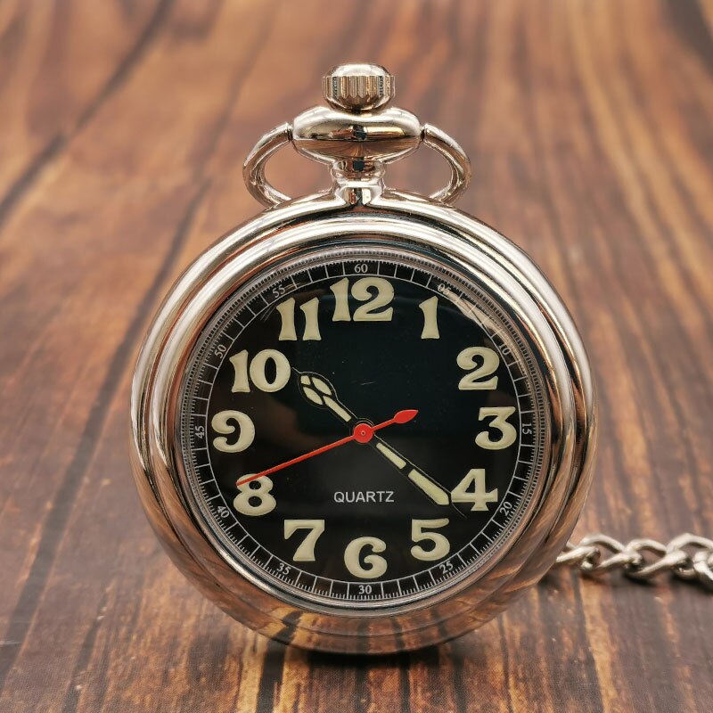 Retro silver steampunk skivspelare kvarts fickur fob kedja hänge för män kvinnor reloj de bolsillo: Silver-