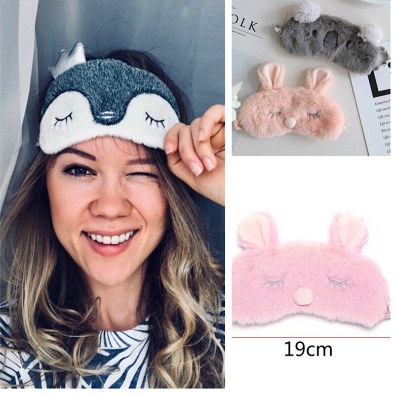 Sleep Eye Mask Cartoon Plush Eye Shade Bandage Rest Travel Relax Sleeping Aid Blindfold Cover Eye Patch Eye Care Tool