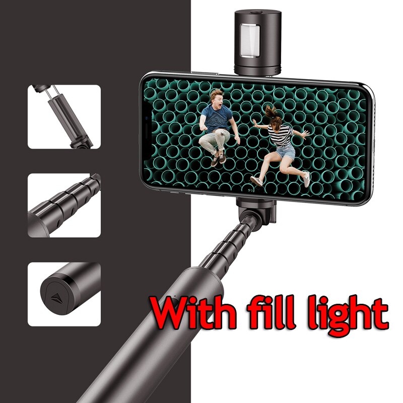 Palo de Selfie Universal de roca palo de Selfie plegable Mini extensible Luz de relleno Selfie palo para iPhone XS Samsung note 9 Xiaomi mix 3