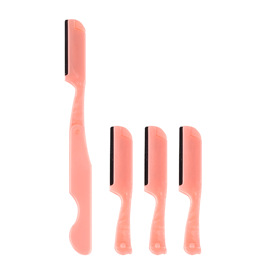 4Pcs/Set Eyebrow Shaper Pink Facial Eyebrow Trimmer Women Grooming Shaver Shaping Safe Razor Facial Hair Remover Scissors: Default Title