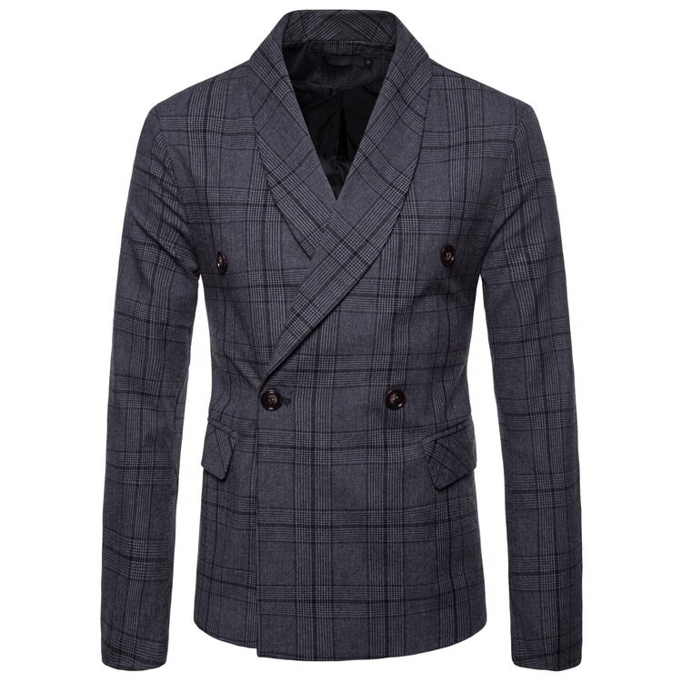 Veste Double boutonnage pour homme, coupe cintrée, style Business décontracté, costume,: Gris foncé / M