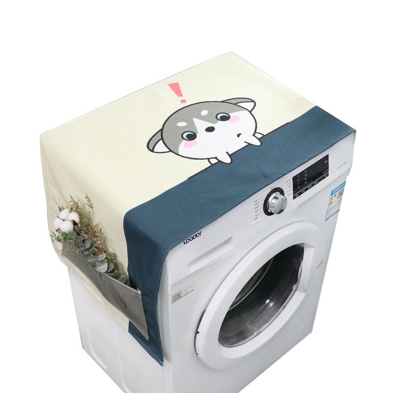 Housse de protection anti-poussière pour Machine à laver, motif dessin animé, étanche, pour réfrigérateur, avec rangement