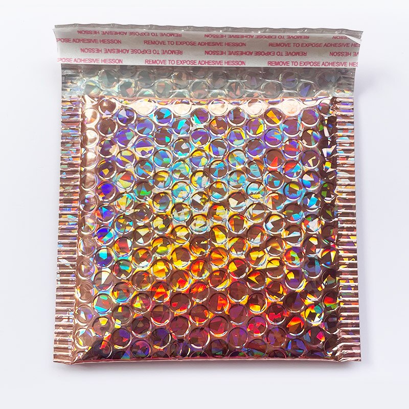 50pcs/lot Bubble Envelopes Bags Mailers Padded Envelope With Bubble Mailing Bag Business Supplies 15*13cm+4cm: Laser Rose Gold