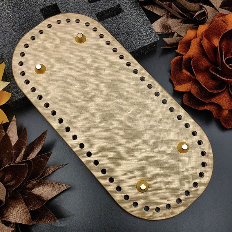 1PC Handbag Making Purse Bag Bottom Base Shaper Oval DIY Tote Bag Leather Accessories 10x22cm: gold