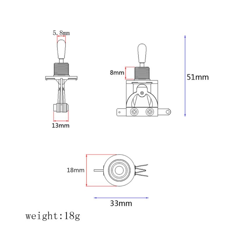 Toggle Switch 3 Ways Pickup Selector Tone Conversion For LP SG Electric Guitar Silver Y4UB
