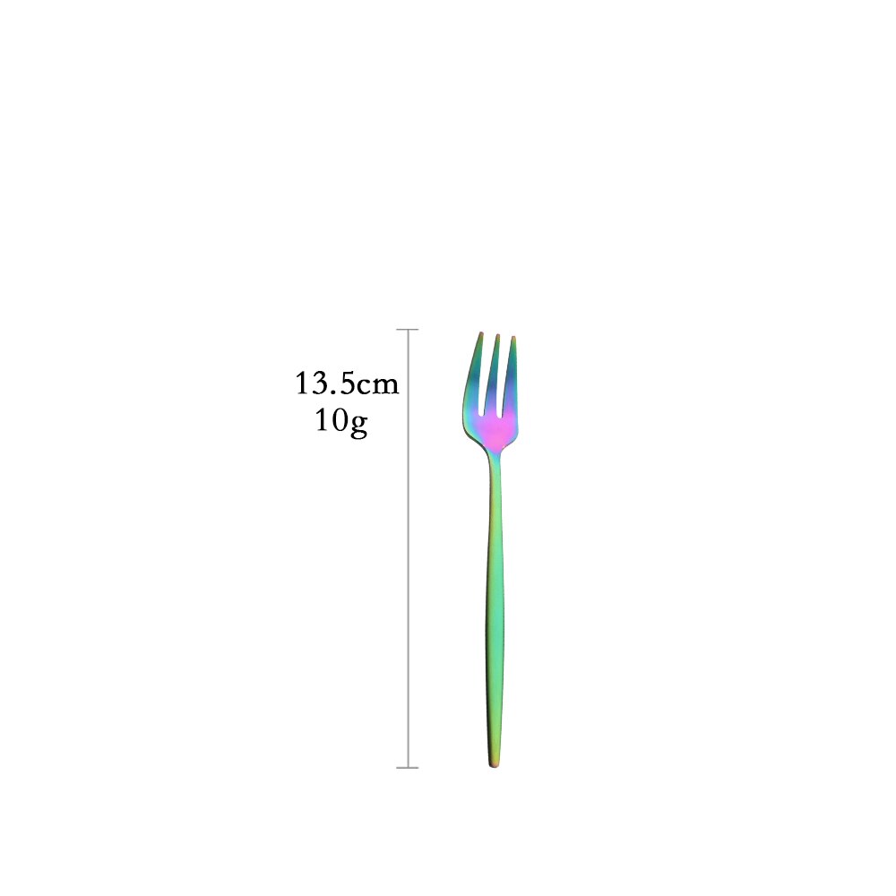 Matte Stainless Steel Dinner Cutlery Set Rainbow Tableware Kitchen Dinnerware Set Fork Coffee Spoon Knife Silverware Flatware: Cake Fork
