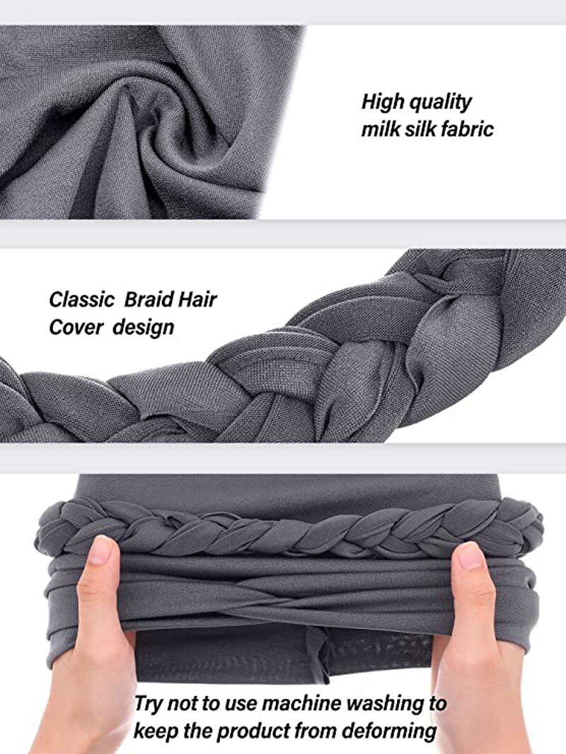 Diadema Africana cruzada para la frente, turbante de Color sólido para mujer, gorro musulmán, Hijab listo para usar