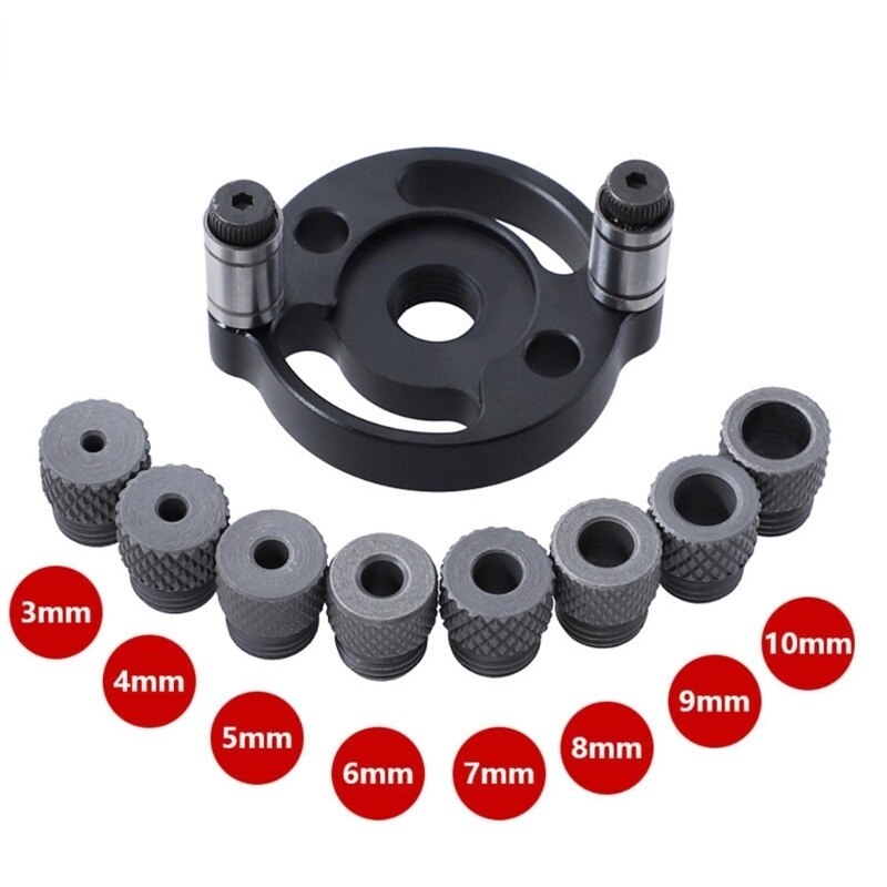 Dowel Drill Guide & Hole Punch Locator Set – Self-Centering, 3-10mm Drill Bits & Bushings, Aluminum Alloy For Woodworking