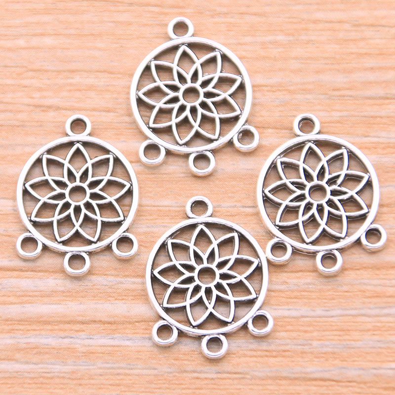 Pulchritude 30 Pcs Mix 8 Stijlen Foto Kleur Zinklegering Retro Hangers Poreuze Connectors Linker Voor Diy Charm Sieraden Accessoire: 1E08