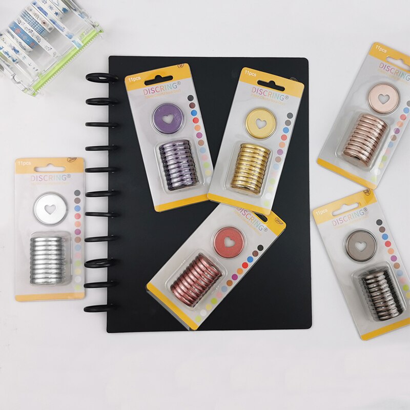 11pcs/1box Colour Mushroom Hole 35mm Plastic Matte Binding Discs Notebook Binder Ring Discs Button Planner Binder DIY Scrapbook