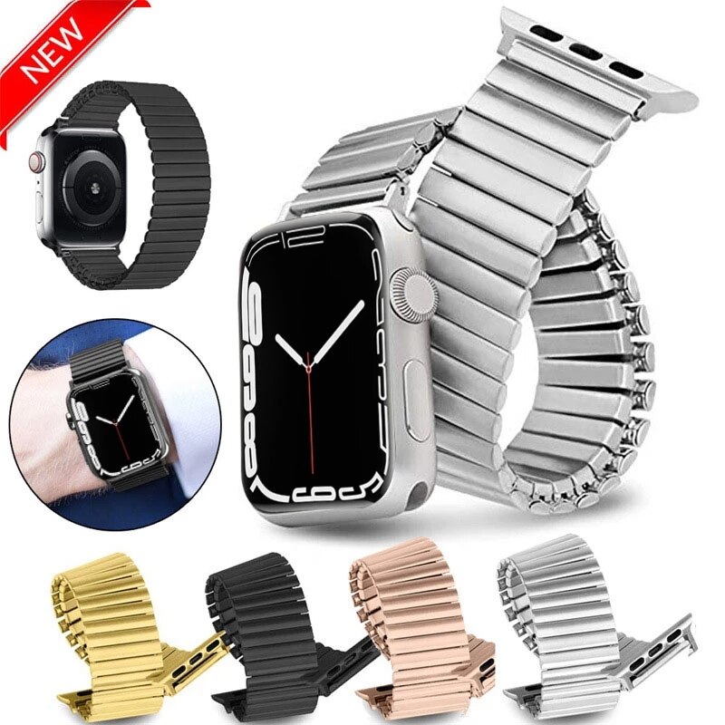 Elastische Horlogeband Voor Iwatch 38Mm 40Mm 44Mm 42Mm Vrouw Roestvrij Stalen Band Voor Apple Horloge Serie 6 5 4 3 Se 7 41Mm 45Mm Strap