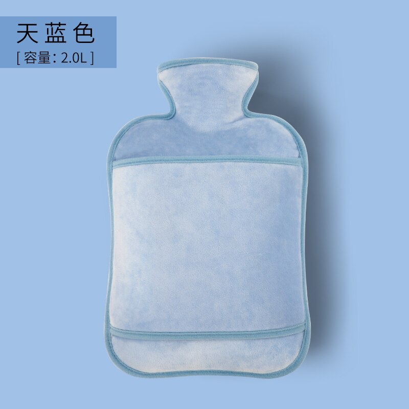 Couverture moelleux Bouillotte chauffe-eau dessin animé 2 litres mignon bouteille d'eau filles Kawaii Bouillotte Peluche mains chauffe EA6RSD: blue 2L
