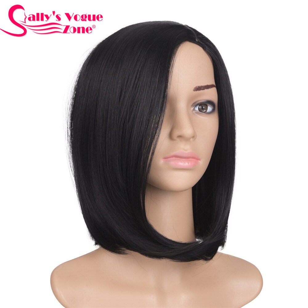 Sallyhair 12 inch japanse synthetische pruik met hoge temperatuur vezel, korte zwarte bob voor vrouwen