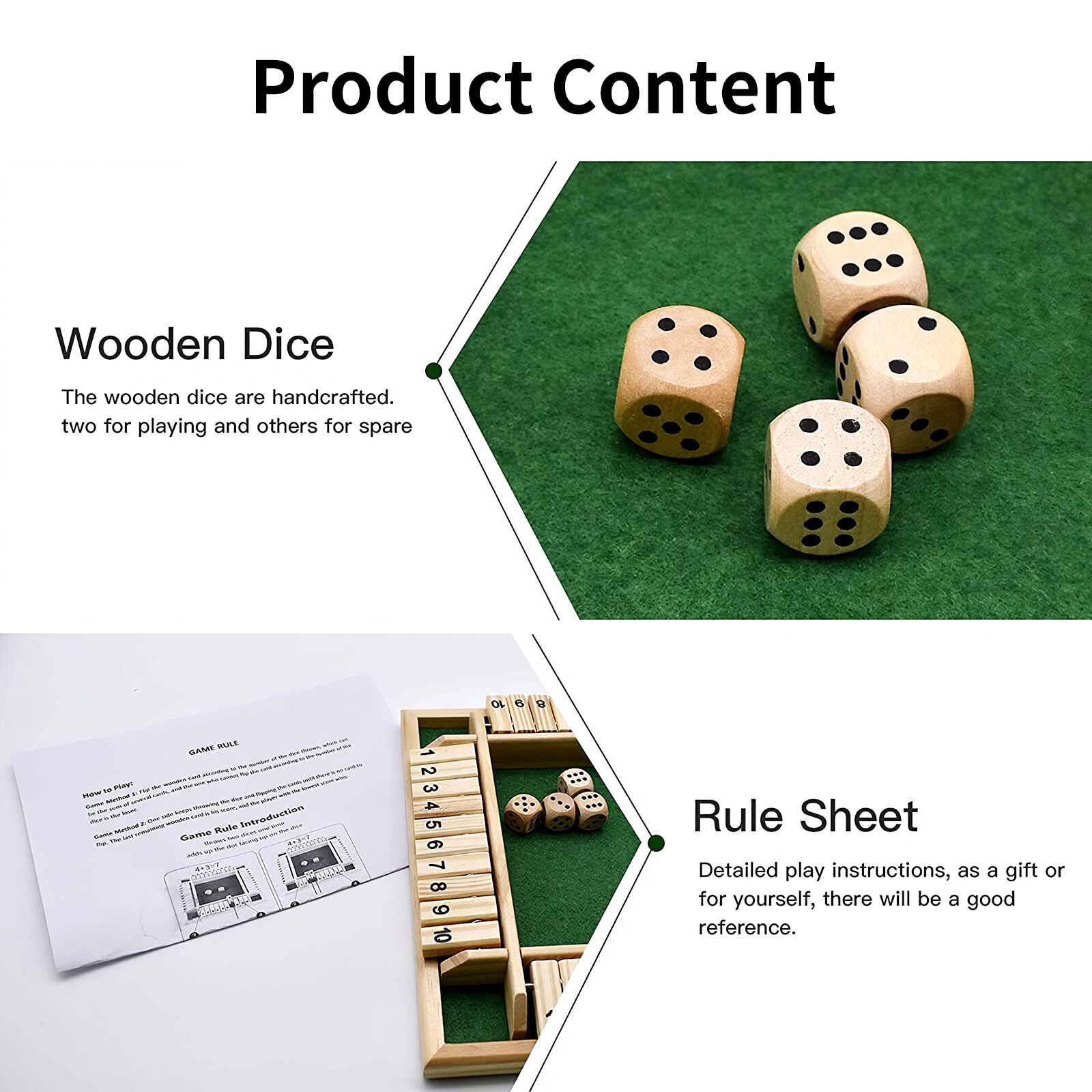 Deluxe Four Sided 10 Numbers Shut The Box Board Game Set Dice Party Club Drinking Games for Adults Families