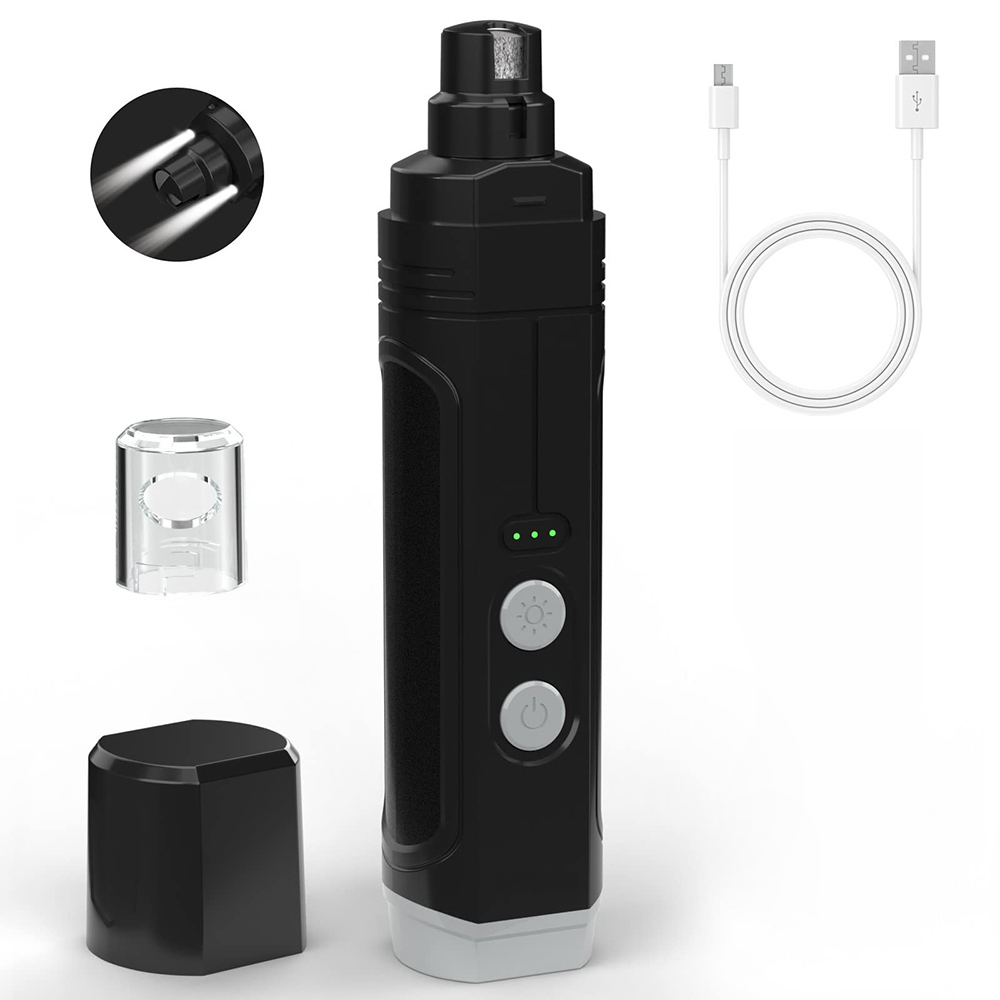 Cortaúñas eléctrico para mascotas, recargable por USB, silencioso con luces, patas de gato, herramientas de aseo para gatos, perros, amoladora de patas: Blanco