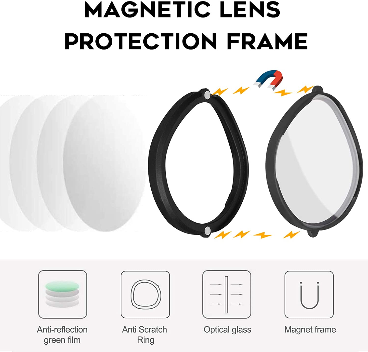 For Oculus Quest 2 Anti-Blue Eyeglass VR Magnetic Glasses Lens Frame Quick Disassemble Clip Protection