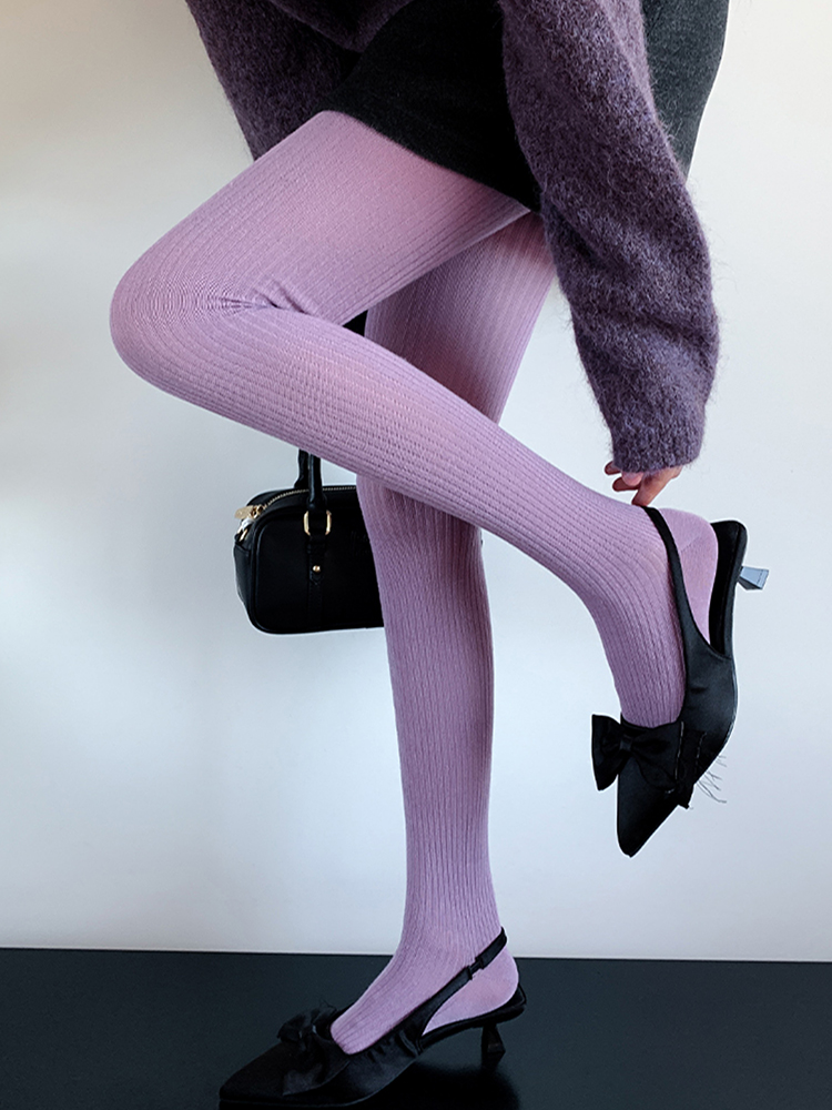 y2k Girls Knitted Striped Tights Women Autumn Winter Basic Casual Streetwear Pantyhose Stocking For Women