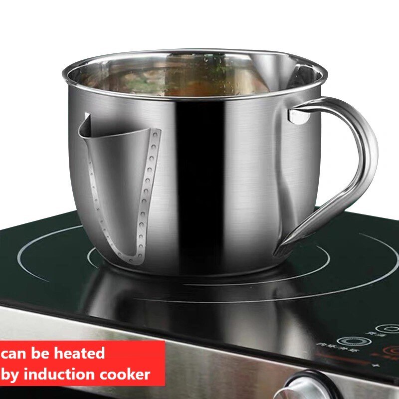 Zeef Kom Keuken Olie Soep Zeef Cup Koken Gereedschap 304 Rvs Gravy Olie Soep Vet Separator Grease Olieman Filter
