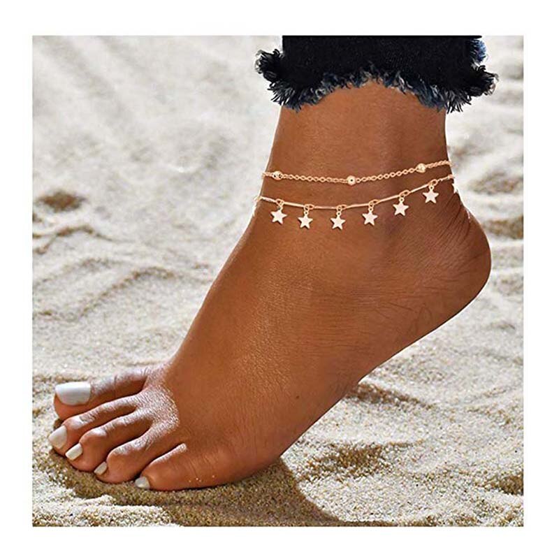 Heart Female Anklets Barefoot Crochet Sandals Foot Jewelry Leg On Foot Ankle Bracelets For Women Leg Chain Beach Summer: P