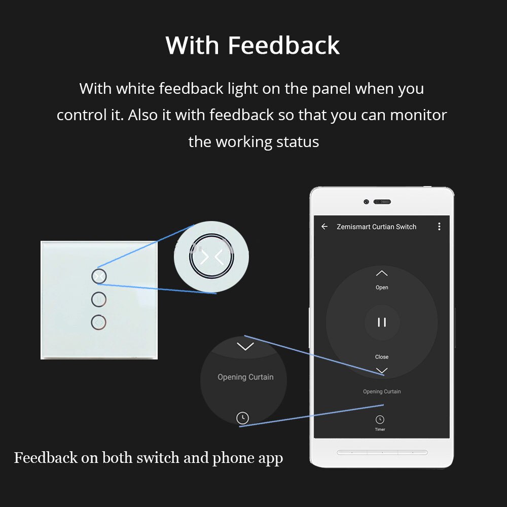 Google Home Alexa Enable WiFi Controlled Curtain Switch Smart Life App Home Automation Remote Control