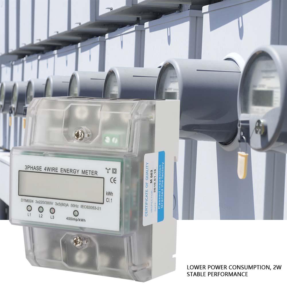 Electric Power Meter 220/380V 5-80A Energy Consumption Digital Electric Power Meter 3 Phase 4P KWh Meter with LCD