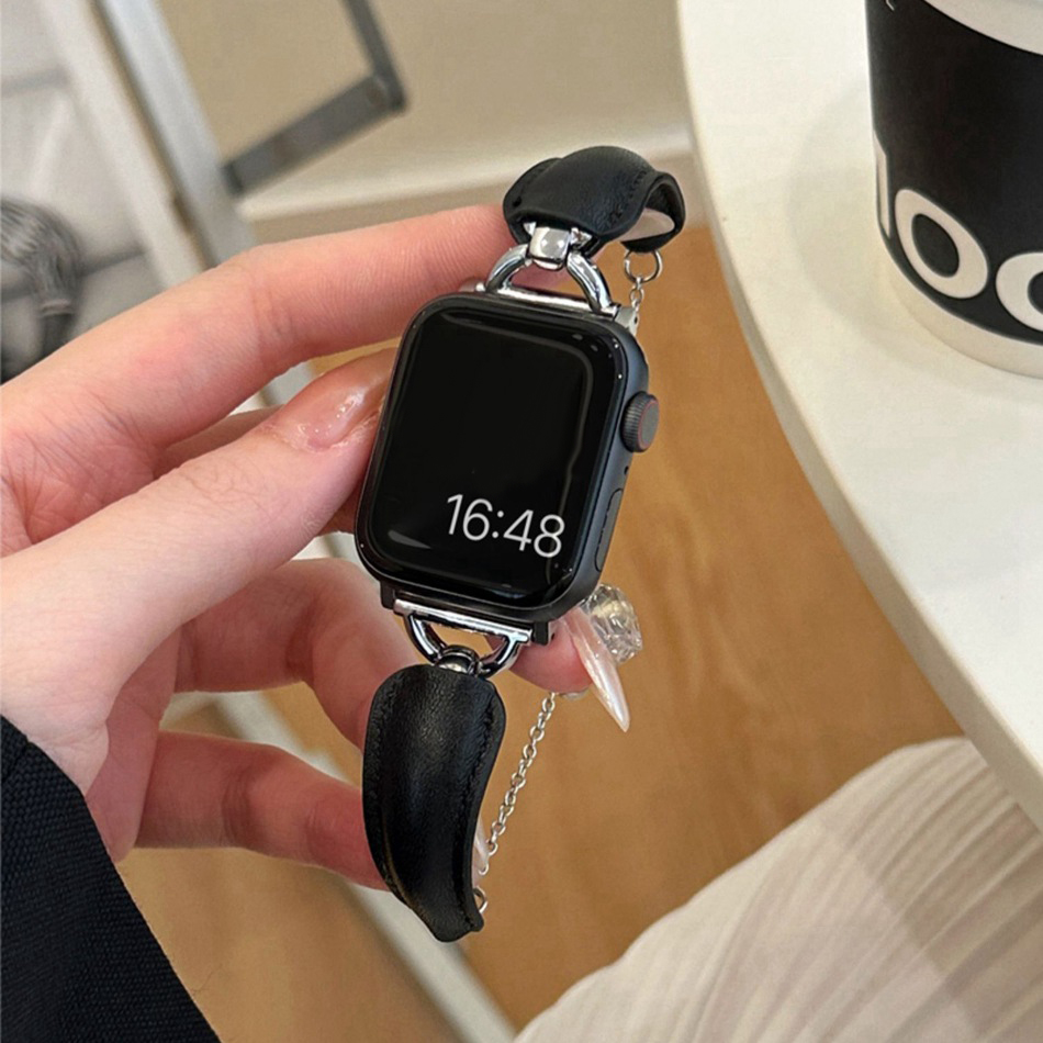 Luksus d-læderrem til apple watch series 10 9 8 7 6 se 5 4 3 38/40/41/42/44/45/46mm iwatch ultra 2 49mm rem metalarmbånd: Xxl / Gul