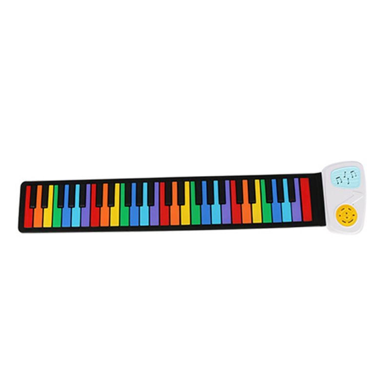 Rainbow Roll Up Piano,Portable Foldable Standard 49 Keys Flexible Soft Silicone Electronic Music Roll Up Piano Keyboard: Whiteshell RB key
