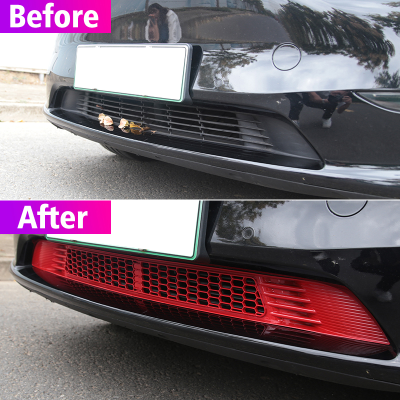 1 para przedni zderzak samochodowy plaster miodu krata czarny czerwony centrum kratka z siatki siatki część zamienna części dla Tesla Model Y 2020 2021