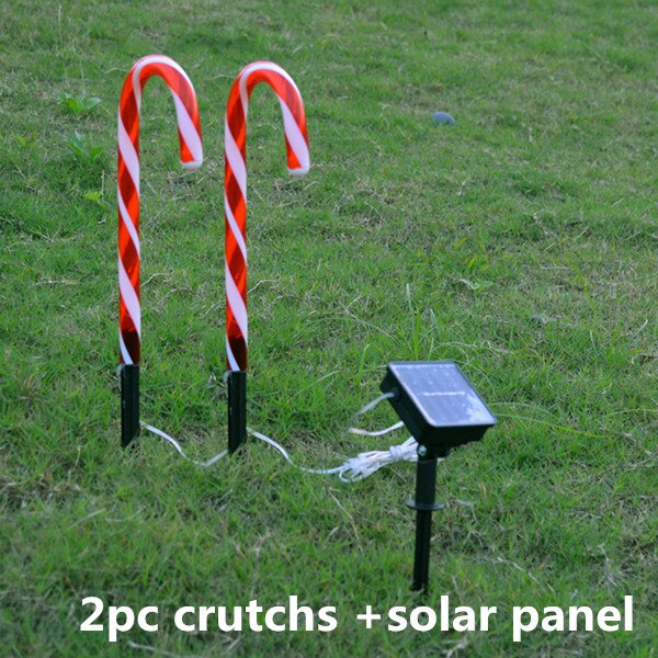 Snoep kerstboom decoratie verlichting zuurstok zonne-energie lamp batterij / usb aangedreven buiten tuin bruiloft feest decoratie: Zonne -2 krukken
