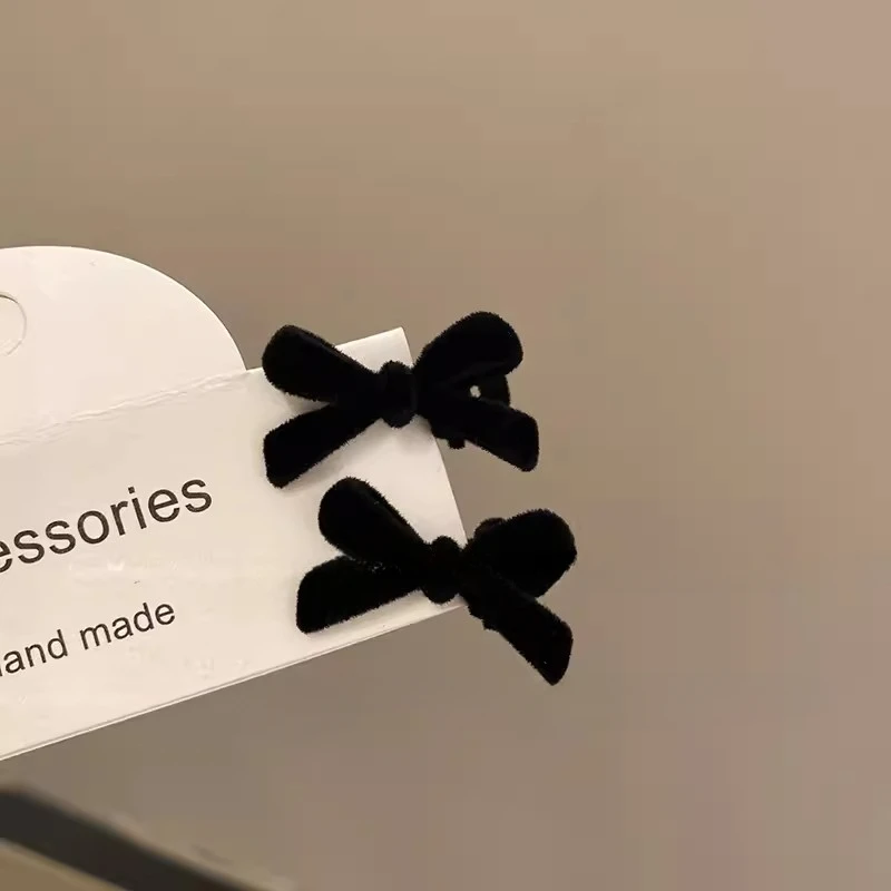 Mini grampos de cabelo com laço de veludo vermelho para meninas, cor doce, veludo, laço pequeno, grampos de cabelo, acessórios para cabelo: M / YELLOW