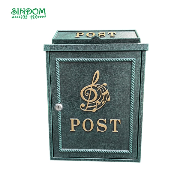 Popular Wall Mounted Aluminium Post Retro Outdoor Street Mailbox: Musical note-green