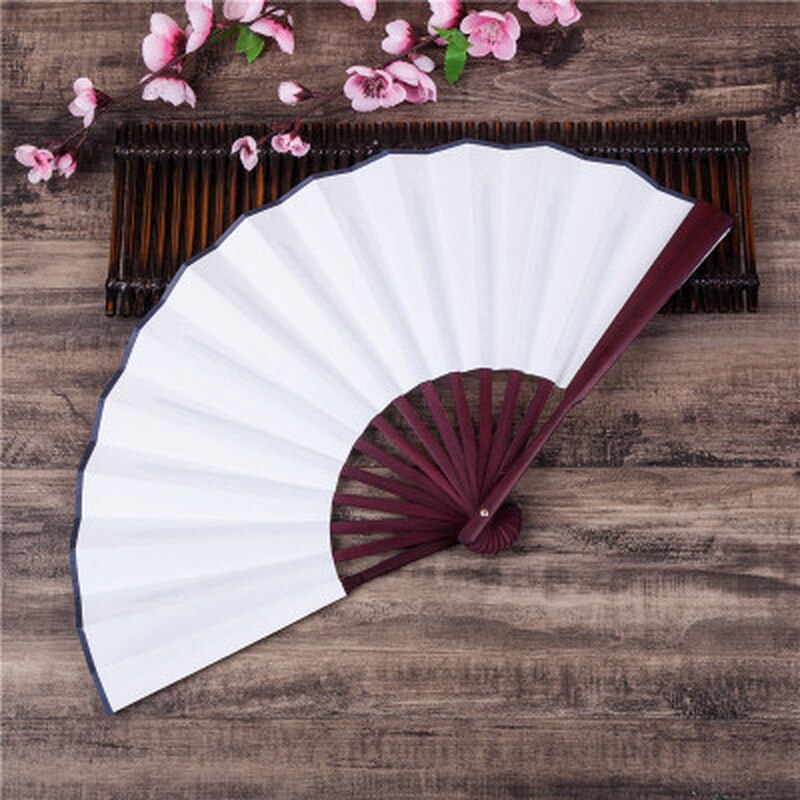 Zijde Witte Chinese Folding Fan Hand Fan Houten Bamboe Diy Craft Schilderij Bruiloft Gunsten Partij Decoratie Pocket Home Decor