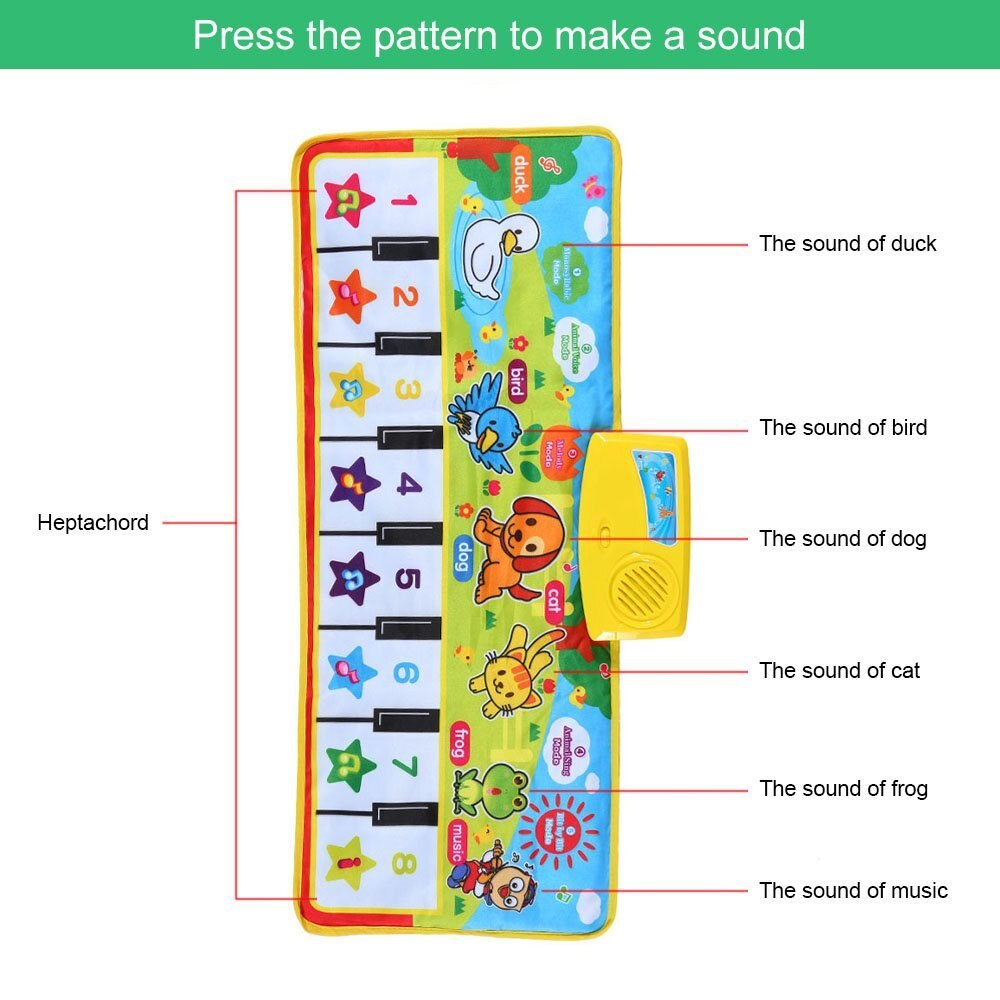 Colorful Musical Learning Mat Flash Tappeto Musicale Coperta Tocco di Pianoforte Giocattolo per I Bambini Del Bambino