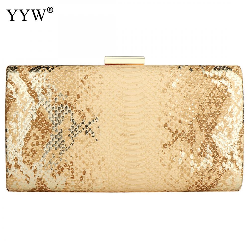 Snake Pattern Clutch Evening Bag Vintage Long Purse Night Clutch And Purse Party Prom Wallets With Sling Crossbody Shoulder Bag: gold