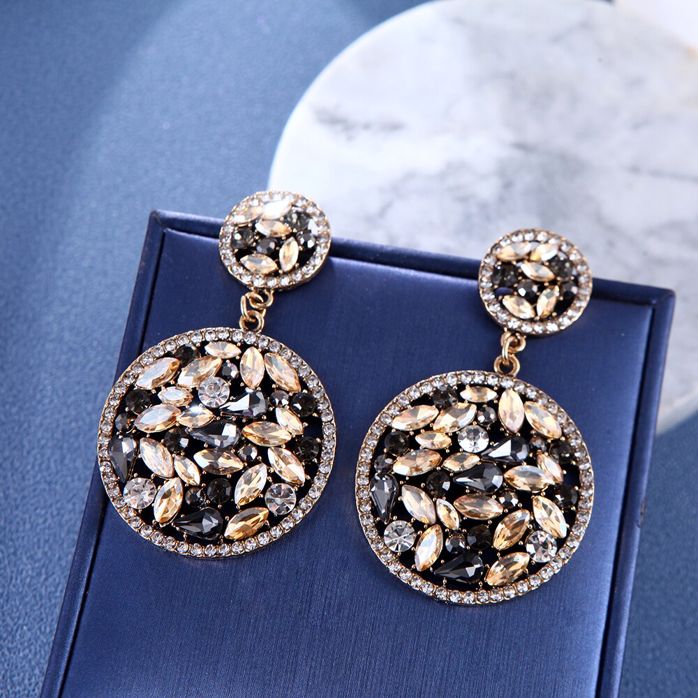 Ztech Luxury Big Champagne Rhinestone Series Vintage Earrings For Women Gilrs Statement Trend Boho Jewelry Brincos Pendientes: 23
