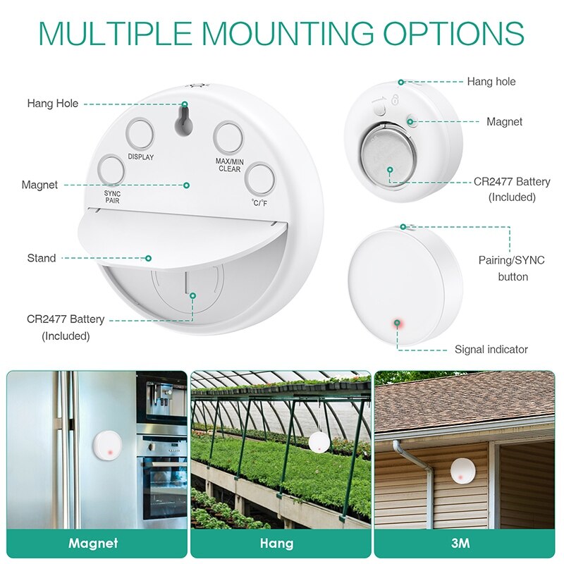 Wireless Thermometer LCD Display Indoor Outdoor Sensor Temperature Sensor Indoor Digital Hygrometer Thermometer