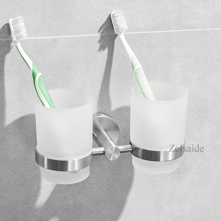 Taza de cepillo de dientes de vidrio redondo cuadrado para el hogar, baño, hotel, esmerilado o transparente