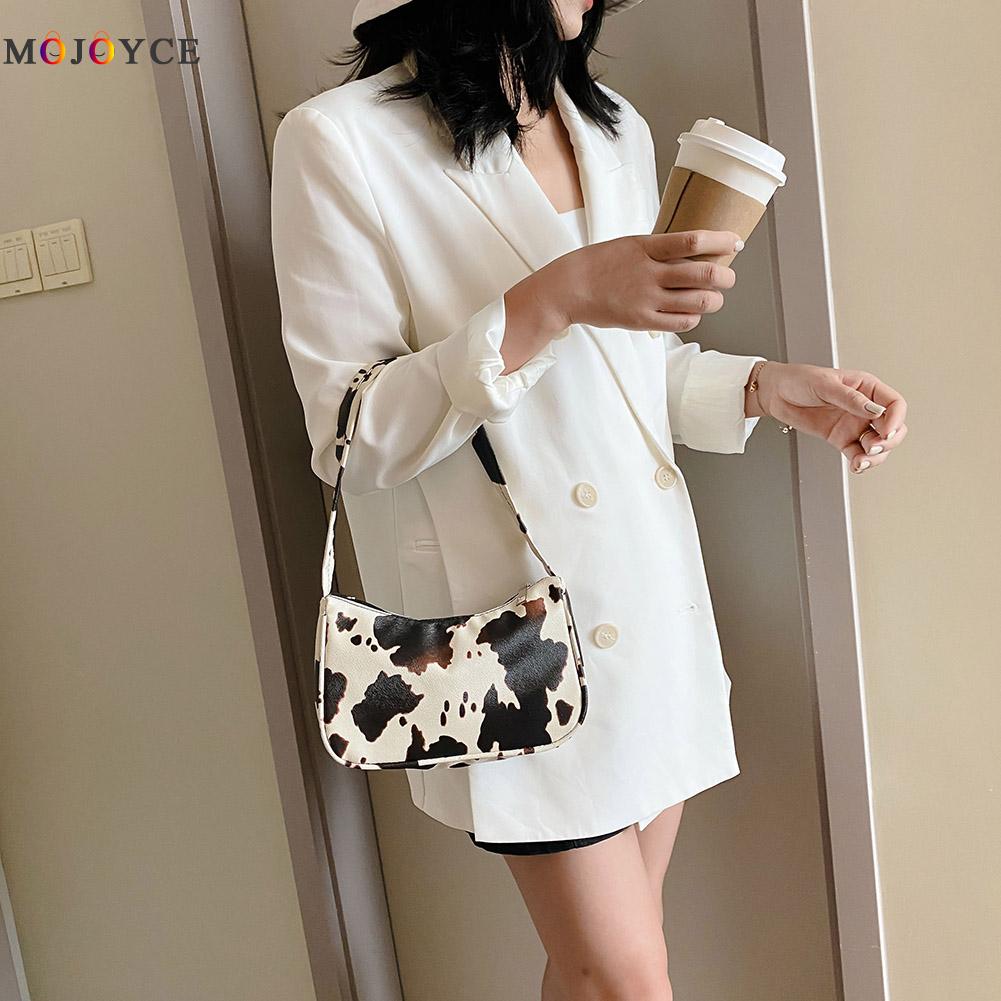 Moda vaca dot impresso underarm sacos para as mulheres 2020 couro do plutônio pequenos sacos de ombro casuais feminino bolsa viagem rua totes
