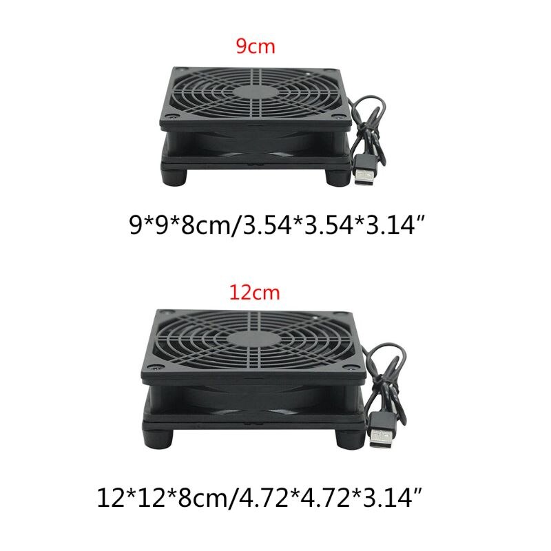 Ventilador de refrigeración de 9cm/12cm, fuente de alimentación USB de 5V CC, ventilador silencioso para enrutador, decodificador de TV, refrigerador del radiador, piezas de reparación DIY