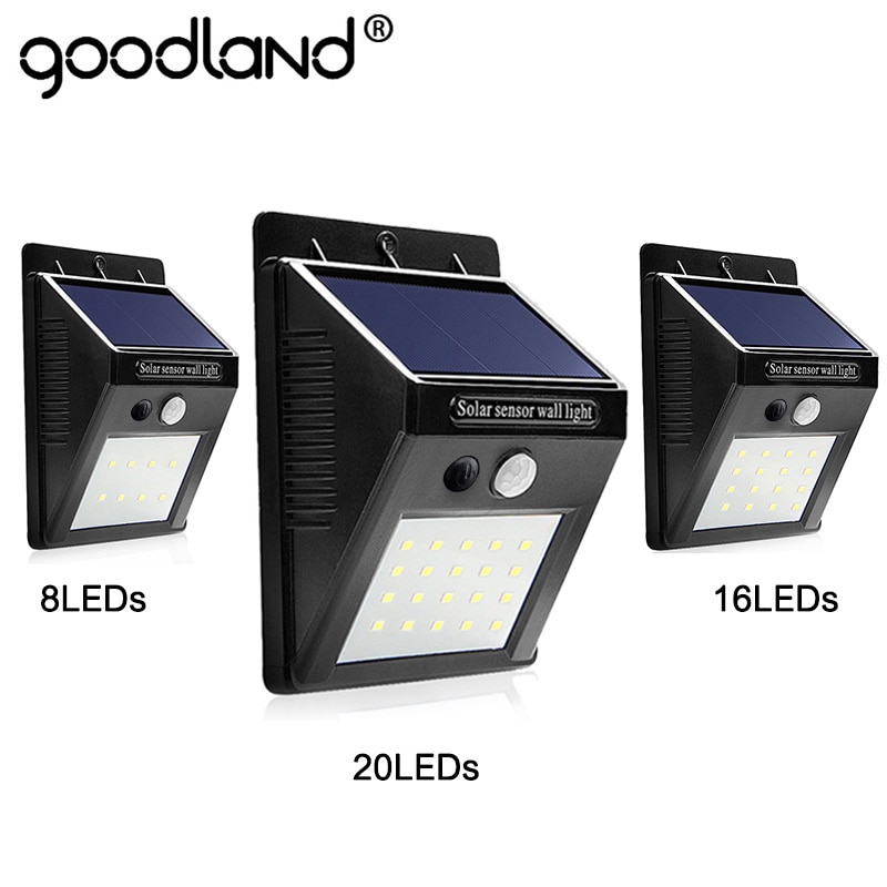 Goodland LED Solar Light Outdoor Solar Lamp met PIR Motion Sensor Solar Powered Waterdicht voor Yard Path Tuin Decoratie